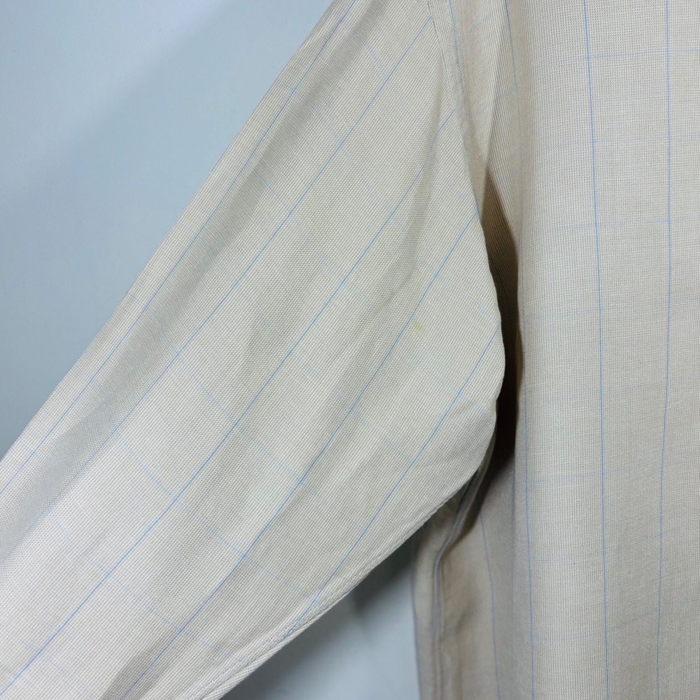 VTG Ralph Lauren Tilden Silk Linen Windowpane Cream Button Down Golf Shirt XL - Picture 6 of 8